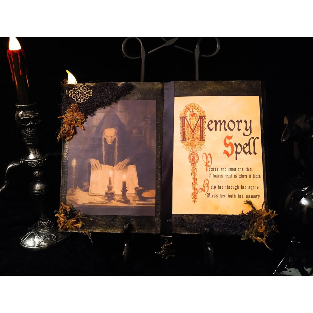 Olde Witch MEMORY SPELL SpellBook Halloween Spooky Witch Decor Magic